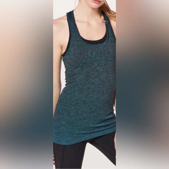 Lululemon Swiftly Tech Athleticcore Racerback Tank Teal Heathered EUC Retail $58 - Picture 7 of 8